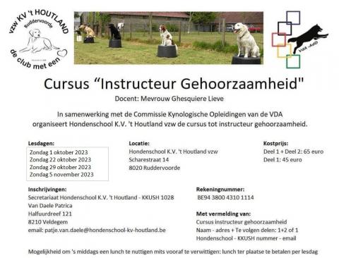 Hondenschool KV 't Houtland - Cursus instructeur 2023